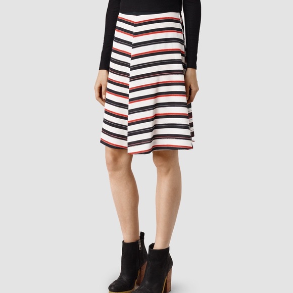 Allsaints 100% silk sanko cleo print skirt size 4 - Picture 2 of 5